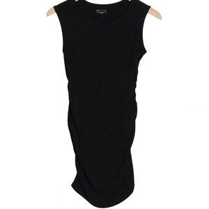 Trendy Queen Black Sleeveless Ruched Bodycon Mini Dress L